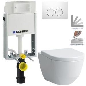 Geberit KOMBIFIX Basic tlačítko DELTA 21 Bílé WC LAUFEN PRO + SEDÁTKO 110.100.00.1 21BI LP3 obraz