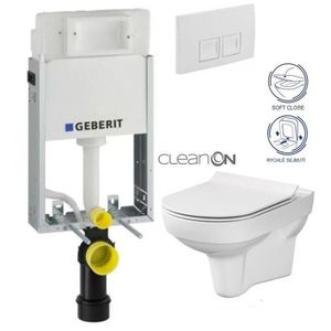 GEBERIT KOMBIFIXBasic vč. bílého tlačítka DELTA 50 + WC CERSANIT CITY NEW CLEANON + WC SEDÁTKO SLIM 110.100.00.1 50BI CI2 obraz