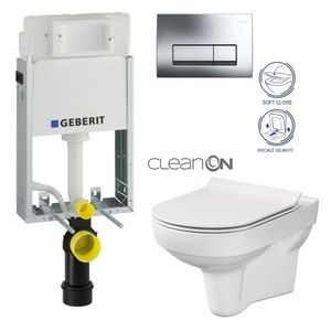 GEBERIT KOMBIFIXBasic vč. chromového tlačítka DELTA 51 + WC CERSANIT CITY NEW CLEANON + WC SEDÁTKO SLIM 110.100.00.1 51CR CI2 obraz