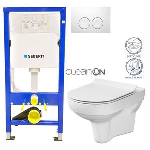 GEBERIT DuofixBasic s bílým tlačítkem DELTA21 + WC CERSANIT CITY NEW CLEANON + WC SEDÁTKO SLIM 458.103.00.1 21BI CI2 obraz