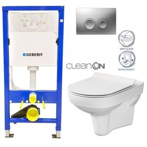 GEBERIT DuofixBasic s matným tlačítkem DELTA21 + WC CERSANIT CITY NEW CLEANON + WC SEDÁTKO SLIM 458.103.00.1 21MA CI2 obraz