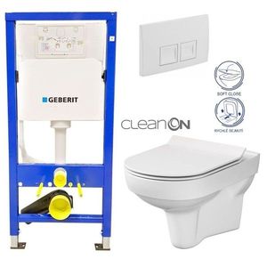 GEBERIT DuofixBasic s bílým tlačítkem DELTA50 + WC CERSANIT CITY NEW CLEANON + WC SEDÁTKO SLIM 458.103.00.1 50BI CI2 obraz