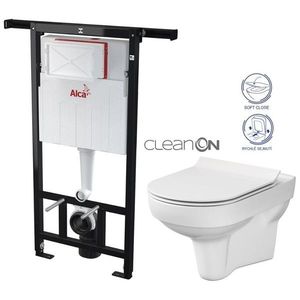 ALCADRAIN Jádromodul předstěnový instalační systém bez tlačítka + WC CERSANIT CITY NEW CLEANON + WC SEDÁTKO SLIM AM102/1120 X CI2 obraz