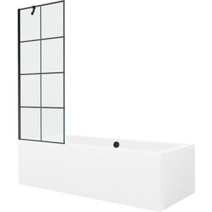 MEXEN/S Cube obdélníková vana 180 x 80 cm s panelem + vanová zástěna 70 cm, černá vzor 550518080X9507007077 obraz