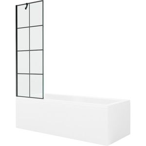 MEXEN/S Cubik obdélníková vana 150 x 70 cm s panelem + vanová zástěna 60 cm, černá vzor 550315070X9506007077 obraz