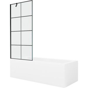 MEXEN/S Cubik obdélníková vana 150 x 70 cm s panelem + vanová zástěna 80 cm, černá vzor 550315070X9508007077 obraz