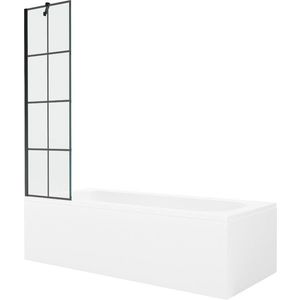 MEXEN/S Vega obdélníková vana 150 x 70 cm s panelem + vanová zástěna 50 cm, černá vzor 550115070X9505007077 obraz