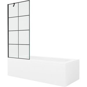 MEXEN/S Vega obdélníková vana 150 x 70 cm s panelem + vanová zástěna 80 cm, černá vzor 550115070X9508007077 obraz