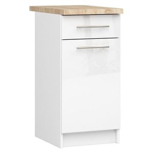 Ak furniture Kuchyňská skříňka Olivie S 40 cm 1D 1S bílá/bílý lesk/dub sonoma obraz