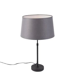 Stolní lampa černá s lněným odstínem šedá 35 cm nastavitelná - Parte obraz