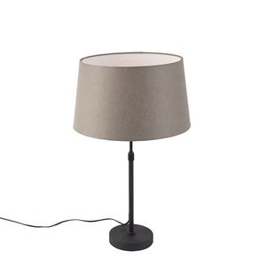 Stolní lampa černá s lněným stínidlem taupe nastavitelná 35 cm - Parte obraz