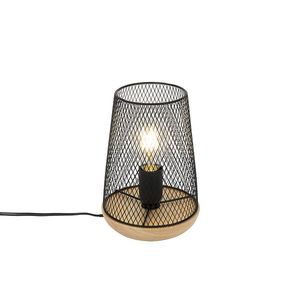 Designová stolní lampa černá se dřevem - Bosk obraz