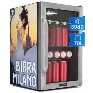 Klarstein Beersafe 70 Birra Milano Edition, lednice, 70 litrů, 3 police, panoramatické skleněné dveře, nerezová ocel obraz