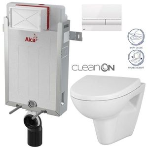 ALCADRAIN Renovmodul předstěnový instalační systém s bílým tlačítkem M1710 + WC CERSANIT CLEANON PARVA + SEDÁTKO AM115/1000 M1710 PA1 obraz