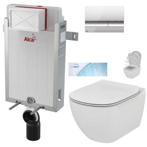 ALCADRAIN Renovmodul předstěnový instalační systém s chromovým tlačítkem M1721 + WC Ideal Standard Tesi se sedátkem SoftClose, AquaBlade AM115/1000 M1721 TE1 obraz