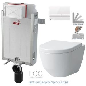 ALCADRAIN Renovmodul předstěnový instalační systém s bílým tlačítkem M1710 + WC LAUFEN PRO LCC RIMLESS + SEDÁTKO AM115/1000 M1710 LP2 obraz