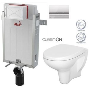 ALCADRAIN Renovmodul předstěnový instalační systém s chromovým tlačítkem M1721 + WC CERSANIT ARTECO CLEANON + SEDÁTKO AM115/1000 M1721 AT1 obraz