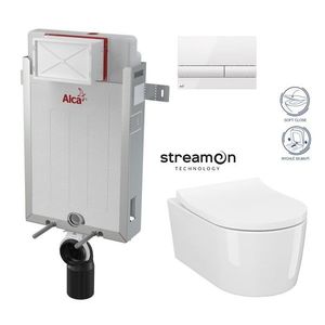 ALCADRAIN Renovmodul předstěnový instalační systém s bílým tlačítkem M1710 + WC CERSANIT INVERTO + SEDÁTKO DURAPLAST SOFT-CLOSE AM115/1000 M1710 IN1 obraz