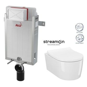 ALCADRAIN Renovmodul předstěnový instalační systém bez tlačítka + WC CERSANIT INVERTO + SEDÁTKO DURAPLAST SOFT-CLOSE AM115/1000 X IN1 obraz