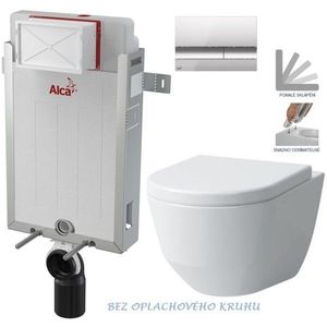 ALCADRAIN Renovmodul předstěnový instalační systém s chromovým tlačítkem M1721 + WC LAUFEN PRO RIMLESS + SEDÁTKO AM115/1000 M1721 LP1 obraz