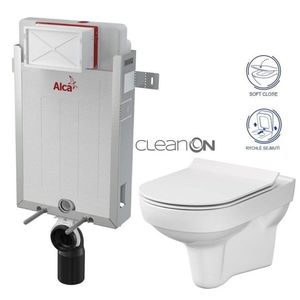 ALCADRAIN Renovmodul předstěnový instalační systém bez tlačítka + WC CERSANIT CITY NEW CLEANON + WC SEDÁTKO SLIM AM115/1000 X CI2 obraz