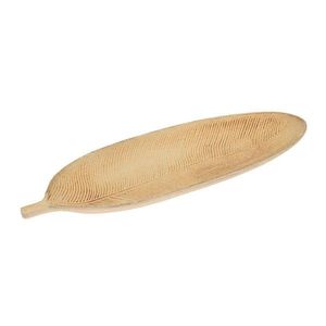 DekorStyle Podnos Leaf 40x15 cm drážkovaný hnědý obraz