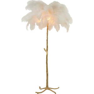 Stojací lampa se stínidlem z peří v bílo-zlaté barvě (výška 180 cm) Feather – Light & Living obraz