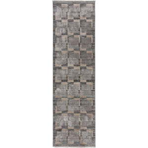 Šedo-béžový běhoun 66x240 cm Evelyn Blocks – Flair Rugs obraz