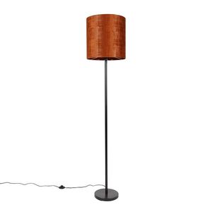 Stojací lampa černá velurová odstín oranžová 40 cm - Simplo obraz