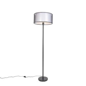 Designová stojací lampa černá s černo-bílým odstínem 47 cm - Simplo obraz