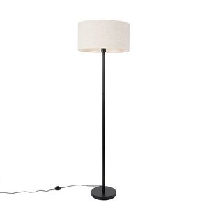 Stojací lampa černá se stínidlem světle šedá 50 cm - Simplo obraz