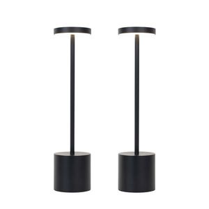 Set of 2 Outdoor Table Lamps Black Incl. LED and Dimmer Rechargeable - Dupont obraz