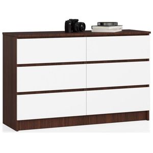 Ak furniture Komoda Kuba 120 cm 6 šuplíků wenge/bílá obraz