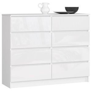 Ak furniture Komoda Kuba 120 cm 8 šuplíků bílá lesk obraz