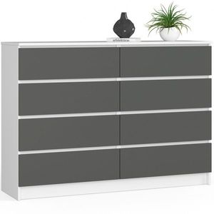 Ak furniture Komoda Kuba 140 cm 8 šuplíků bílá/grafitová obraz