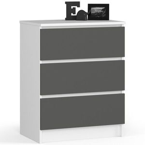 Ak furniture Komoda Kuba 60 cm - 3 šuplíky bílá/grafitová obraz