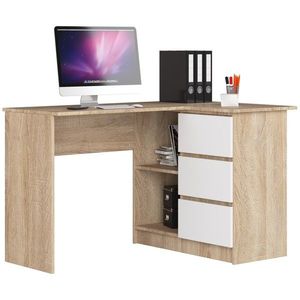 Ak furniture Rohový psací stůl B16 124 cm dub sonoma/bílý pravý obraz