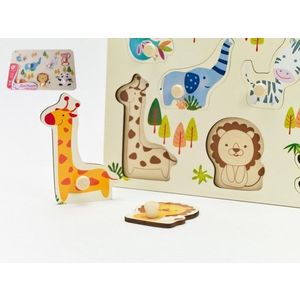 Teddies Dřevěná vkládačka/puzzle zvířátka v zoo, 30 x 21 cm obraz