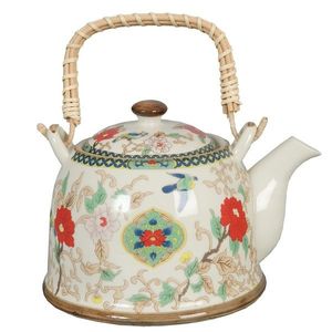 Porcelánová konvička se sítkem a květy - Ø 14*14 cm / 0, 7L 6CETE0002 obraz