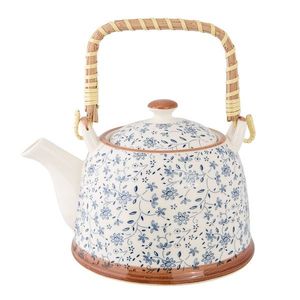 Porcelánová konvička se sítkem modrá kvítka - Ø 14*14 cm / 0, 7L 6CETE0012 obraz