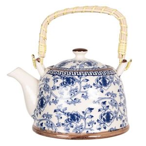 Porcelánová konvička na čaj s modrými květy - 18*14*12 cm / 0, 8L 6CETE0087 obraz