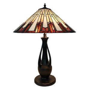 Stolní lampa Tiffany s béžovo-hnědým stínidlem Hieg - Ø 46*60 cm E27/max 2*60W 5LL-6168 obraz