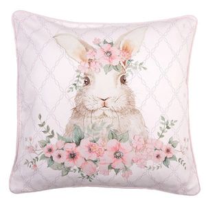 Růžový bavlněný povlak na polštář s králíčkem Floral Easter Bunny - 40*40 cm FEB21-1 obraz