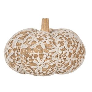 Hnědo-bílá krajková dekorace dýně Pumpkin XL - Ø 20*14 cm 65405 obraz