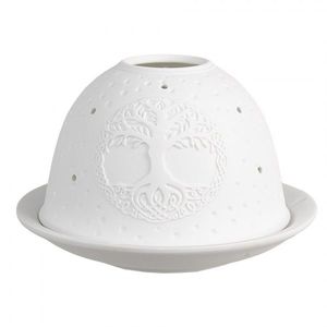 Bílý porcelánový svícen na čajovou svíčku strom Paollo - Ø 12 * 8 cm 6CE1830 obraz