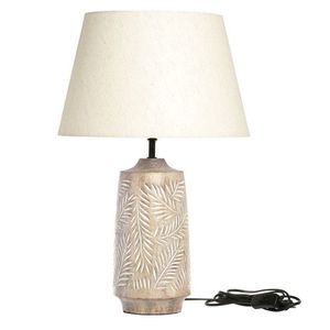 Stolní lampa s dřevěnou základnou a lněným stínidlem Pipp - 37*57 cm/ E27 71103700 obraz