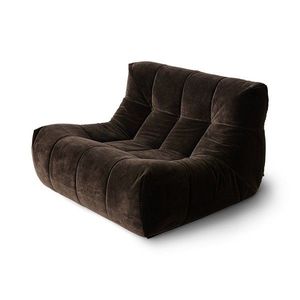 Hnědá sametová pěnová lenoška Lazy Lounge espresso - 105*105*75 cm CZM5426 obraz