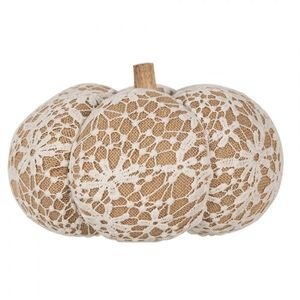 Hnědo-bílá krajková dekorace dýně Pumpkin XXL - Ø 25*16 cm 65406 obraz