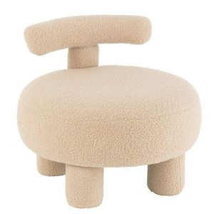 Béžová kulatá stolička s opěrkou Teddy Bouclé Beige - Ø 52*49 cm 38660 obraz