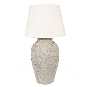 Šedá terakotová stolní lampa Teracci s béžovým stínidlem - Ø 35*68 cm 6LMC0088 obraz